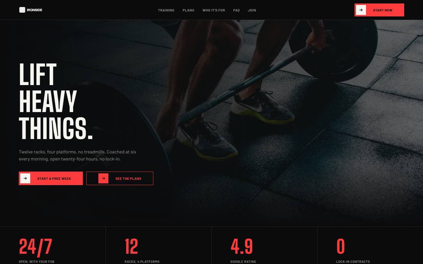 Ironside — a strength club website generated by SitesGen