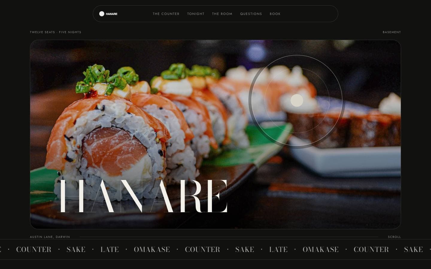 Hanare — a counter restaurant website generated by SitesGen
