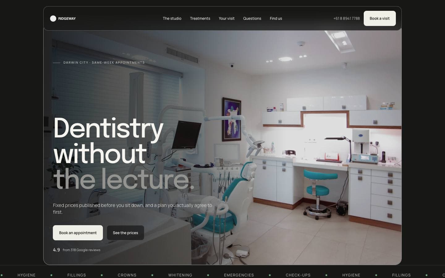 Ridgeway Dental — a dental clinic website generated by SitesGen
